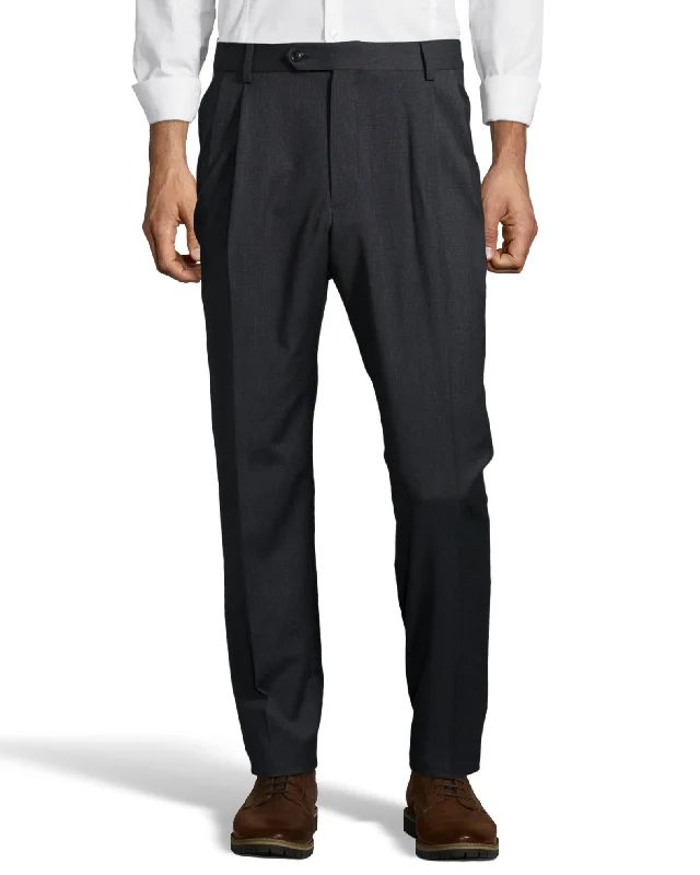 Massive Savings Palm Beach 100% Wool Gabardine Charcoal Pleated Pant