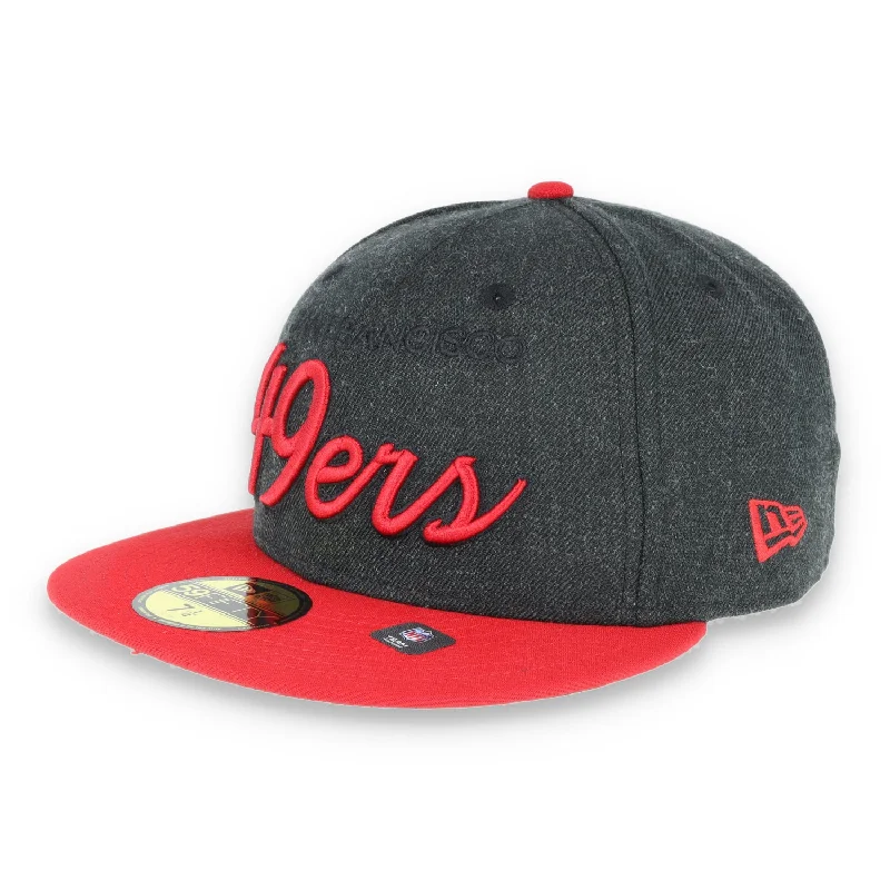 Seasonal Clearance SAN FRANCISCO 49ERS NEW ERA 2T script 59FIFTY- heather blk/ red