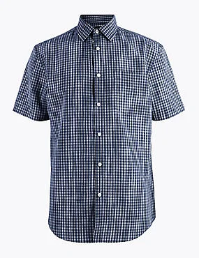 Cotton Space Dye Checked Shirt