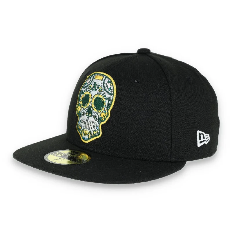 Clearance Sale New Era Oakland Athletics Sugar Skull 59FIFTY Hat- Black