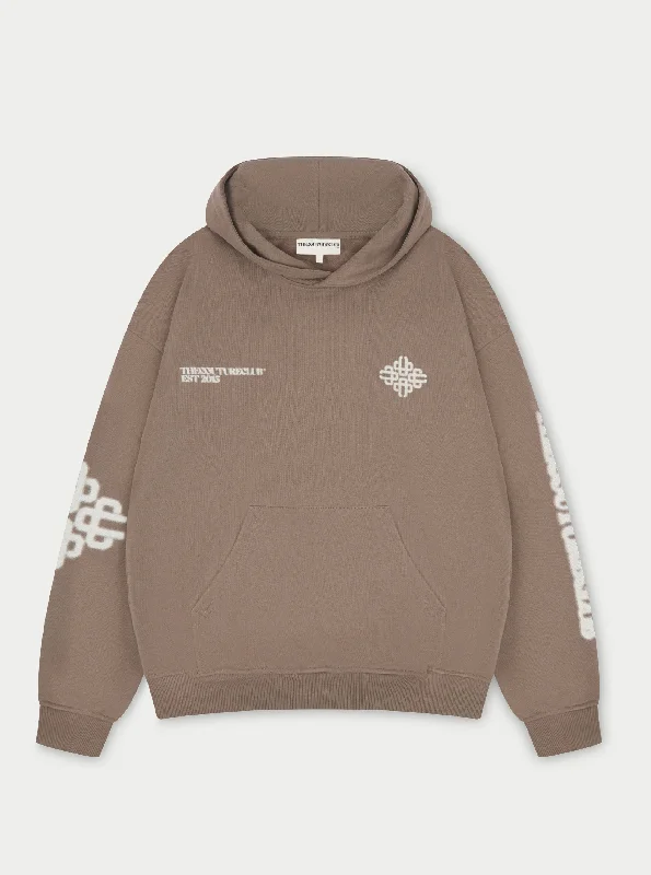 BLURRED EMBLEM GRAPHIC HOODIE - BROWN