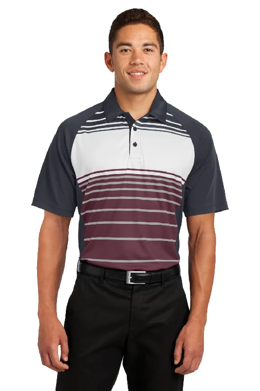 Members Only Sport-Tek Mens Dry Zone Moisture Wicking Short Sleeve Polo Shirt - Maroon/Grey/White - Closeout Members Only Sport-Tek Mens Dry Zone Moisture Wicking Short Sleeve Polo Shirt - Maroon/Grey/White - Closeout