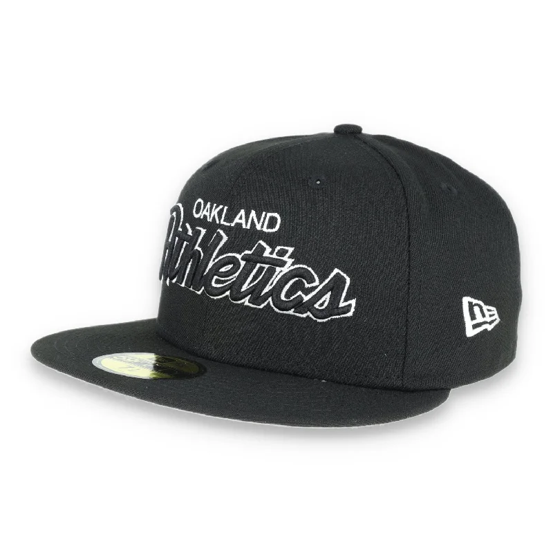 Stock Clearance New Era 59Fifty Oakland Athletics SCRIPT CAP- BLK/WHT