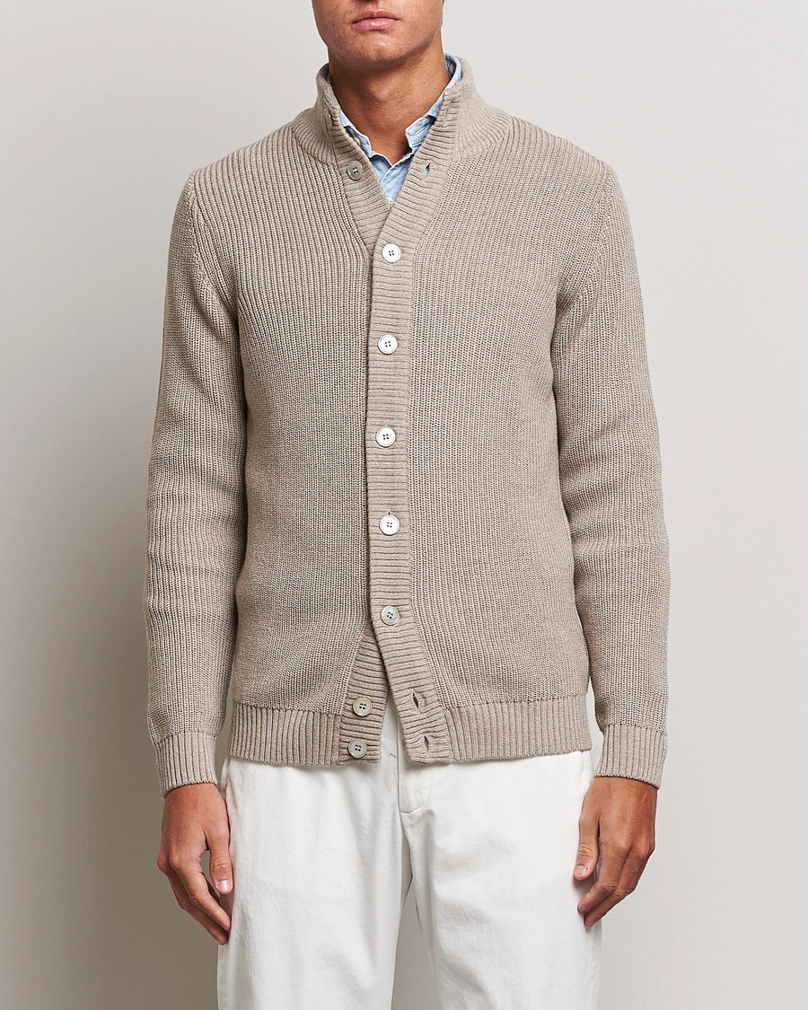 Light Beige Knitted Merino Cardigan Sweater - Stenstroms