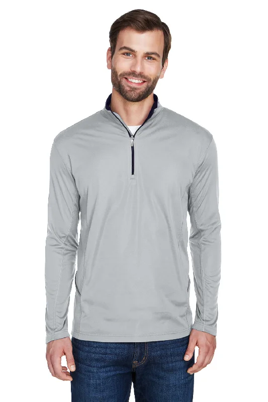 Online Specials UltraClub Mens Cool & Dry Moisture Wicking 1/4 Zip Sweatshirt w/ Pocket - Grey
