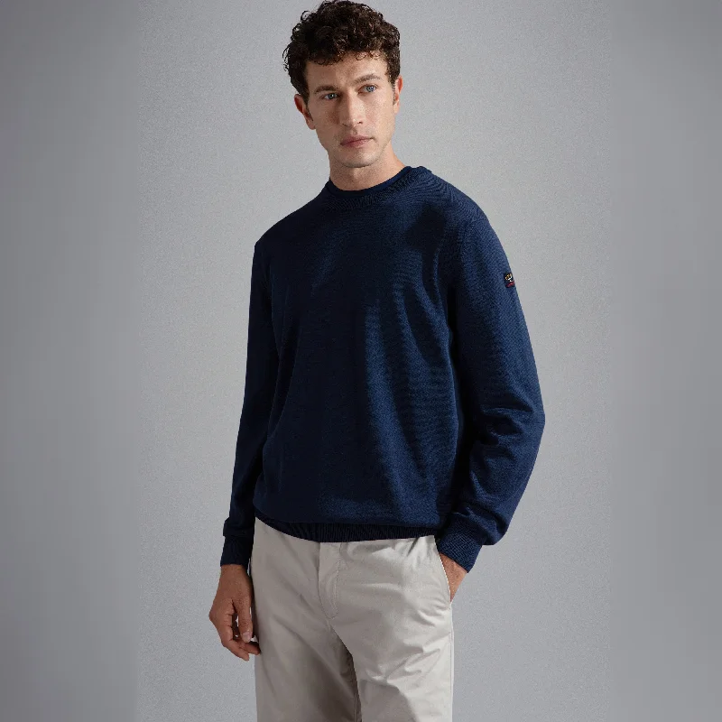 Navy Blue Pima Garment Dyed Cotton Sweatshirt - PAUL & SHARK