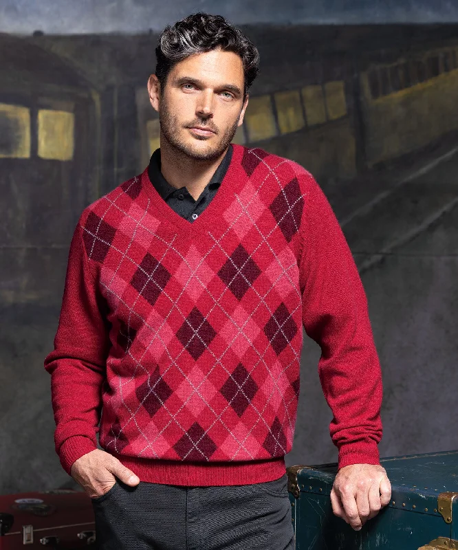 Huge Discounts Lambswool Argyle V-Neck Sweater