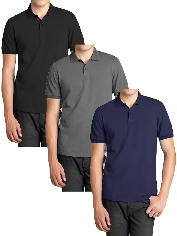 Unmissable Offer 3-Pack Men's Short Sleeve Pique Polo Shirts (S-5XL)