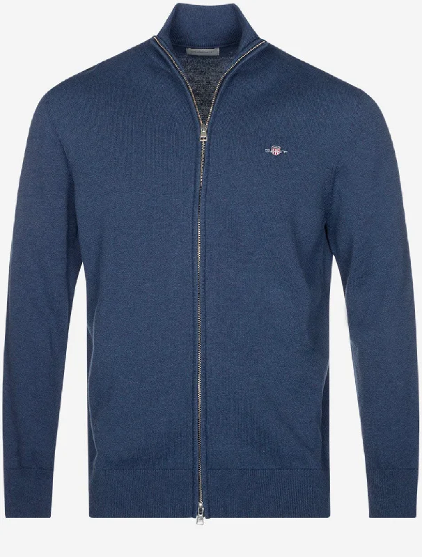 Daily Special Lässiger Baumwoll-Cardigan mit Reißverschluss Marine Melange