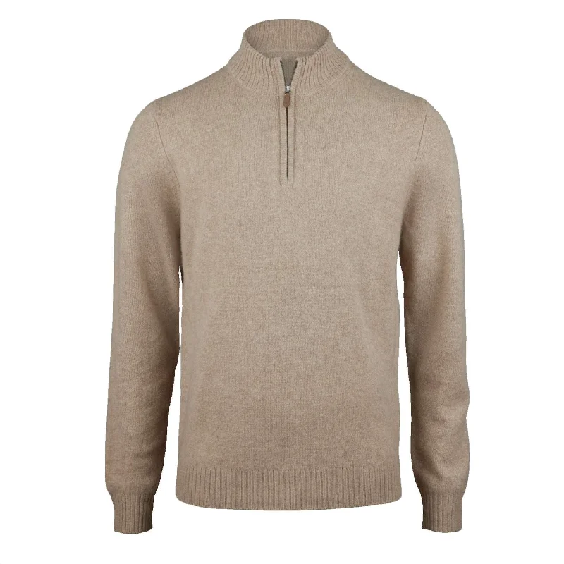 Beige Yak/Merino Wool Half Zip Sweater - Stenströms