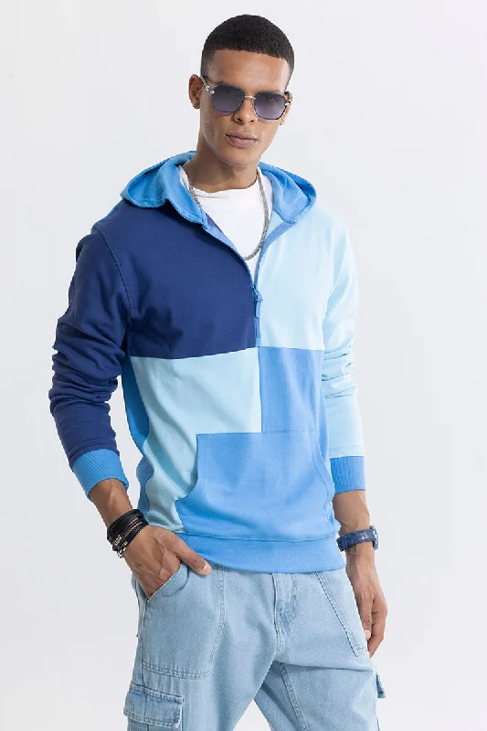 Weekend Sale: Don't Miss Out Colour Block Blue Hoodie