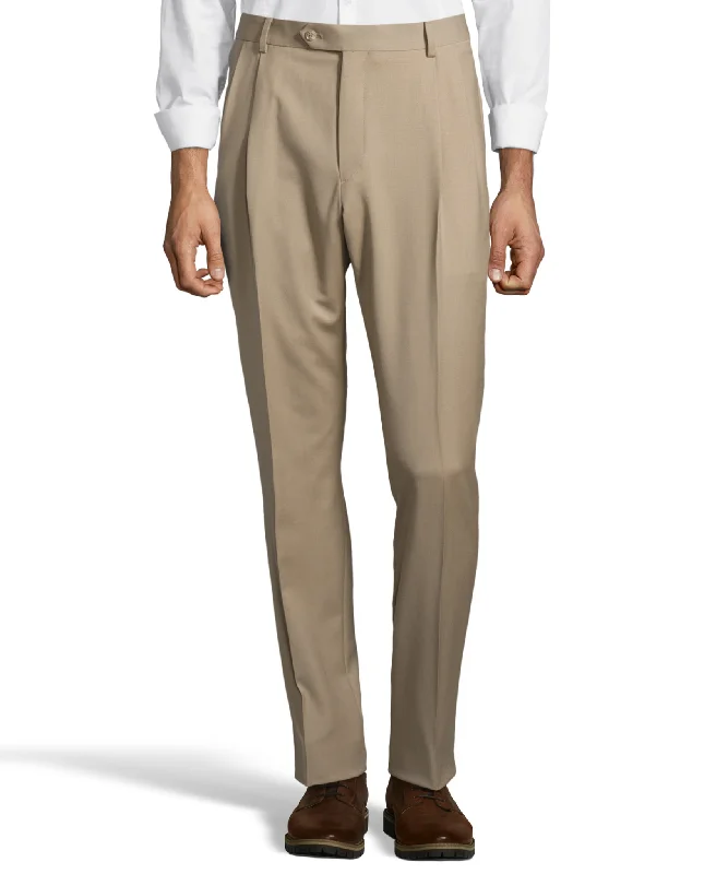 Savings Event Palm Beach 100% Wool Gabardine Tan Pleated Pant
