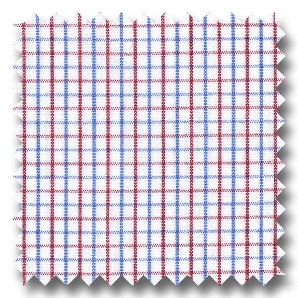 Year-End Deals Red and Blue Tattersall Check Broadcloth - Custom Dress Shirt