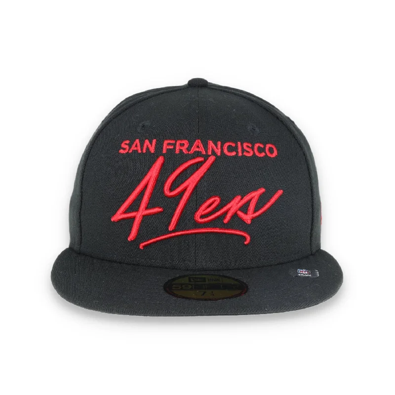 Deep Discounts New Era SAN FRANCISCO 49ERS SCRIPTED 59FIFTY FITTED HAT-blk