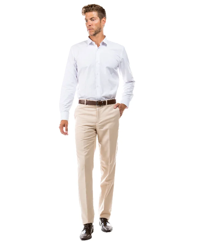 Mens Dress Pants Slim Fit UNHEMMED, Tan