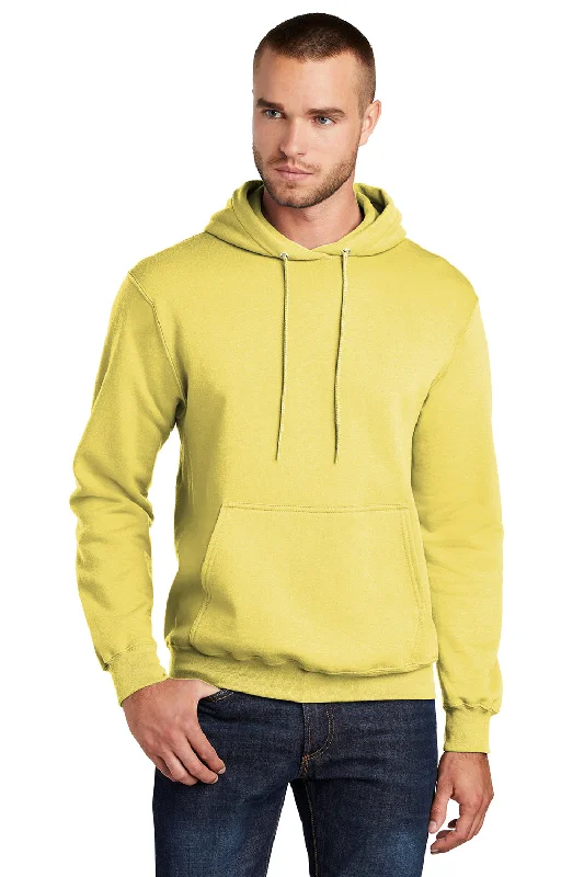 Port & Company Mens Core Pill Resistant Fleece Hooded Sweatshirt Hoodie w/ Pouch Pocket - Yellow