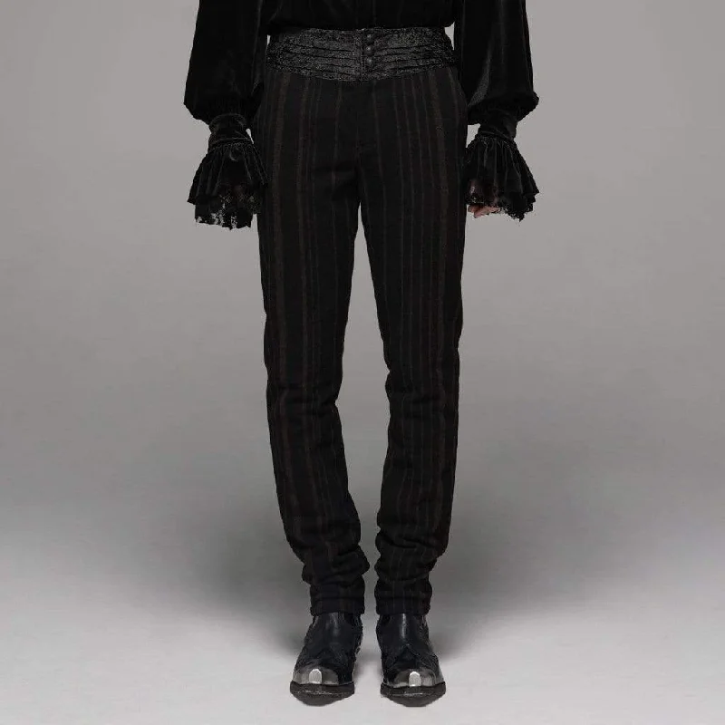 Men's Goth High-waisted Pinstripes Straight-leg Pants