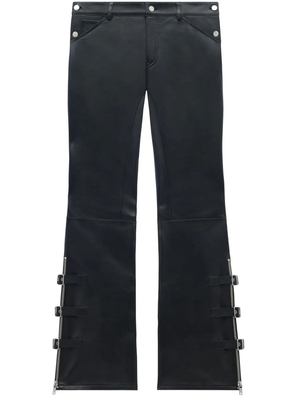 Year-End Deals Buckle-Detailed Flared Leather Trousers