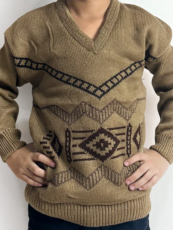 2Yrs -4Yrs Light Brown Full Sleeve Sweater For Kids KSW19