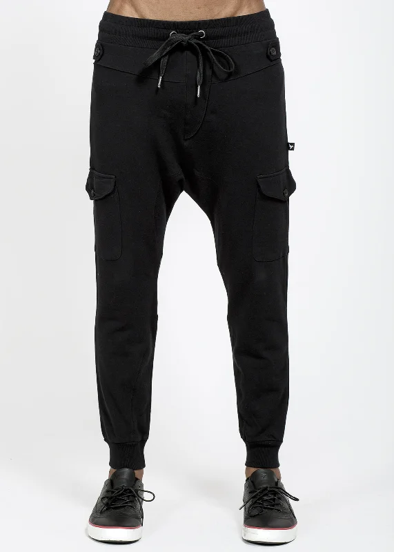 Savings Spectacular Konus Men's Drop Crotch Cargo Pockets Sweatpants in Black