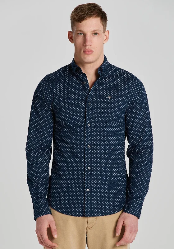 Gant Micro Print Slim Fit Shirt, Marine