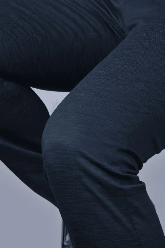 Deal of the Week Navy Grain Printed - 2 way stretch - COTTON PANT