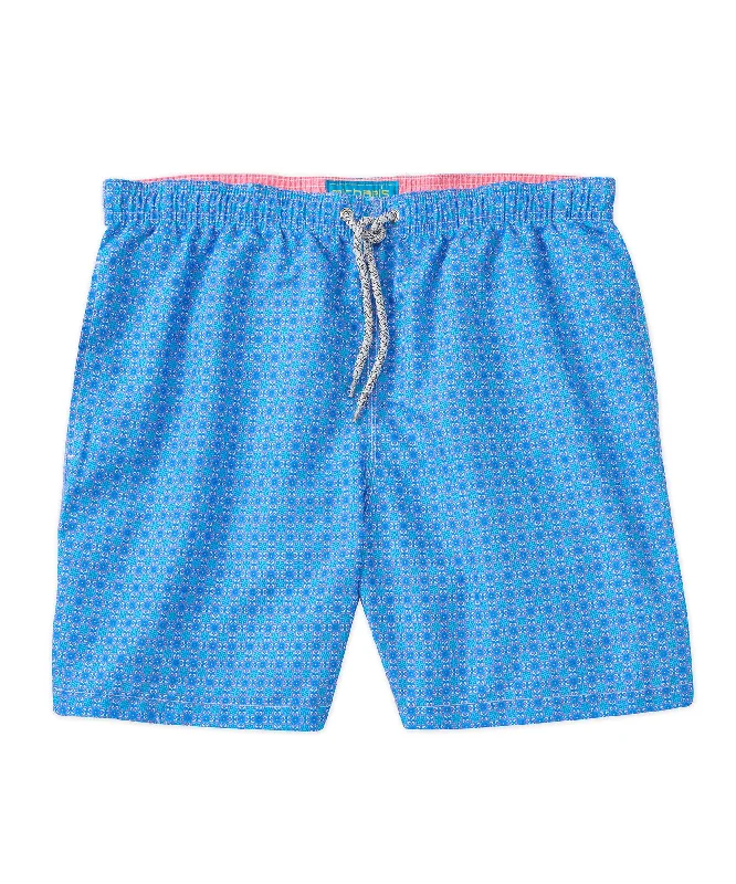 Shop and Save Michael's Italian Ethnic Tile Print Swim Trunks