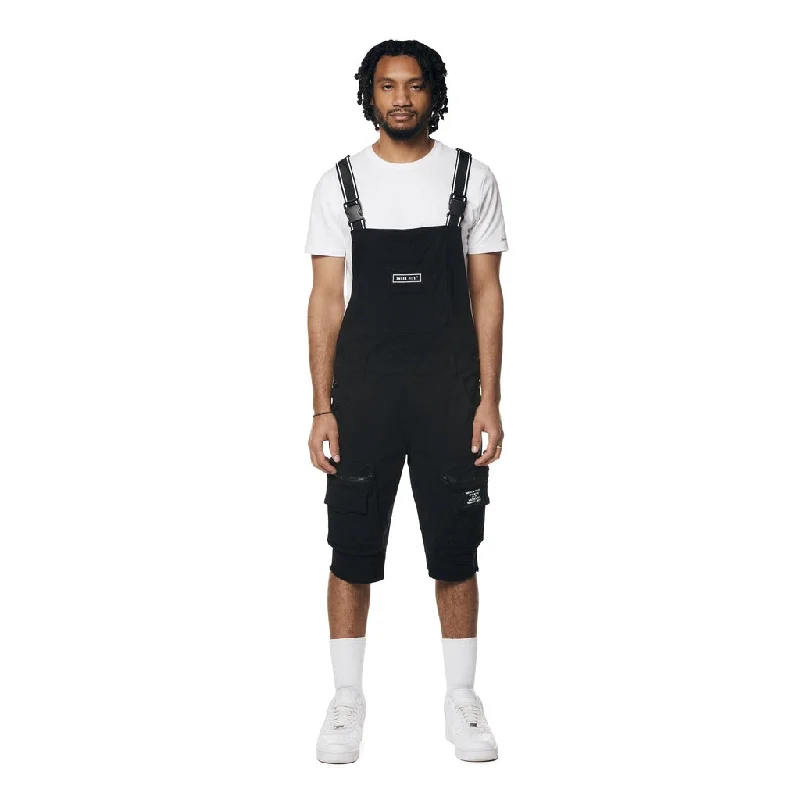 Utility Twill Overall Shorts - Black