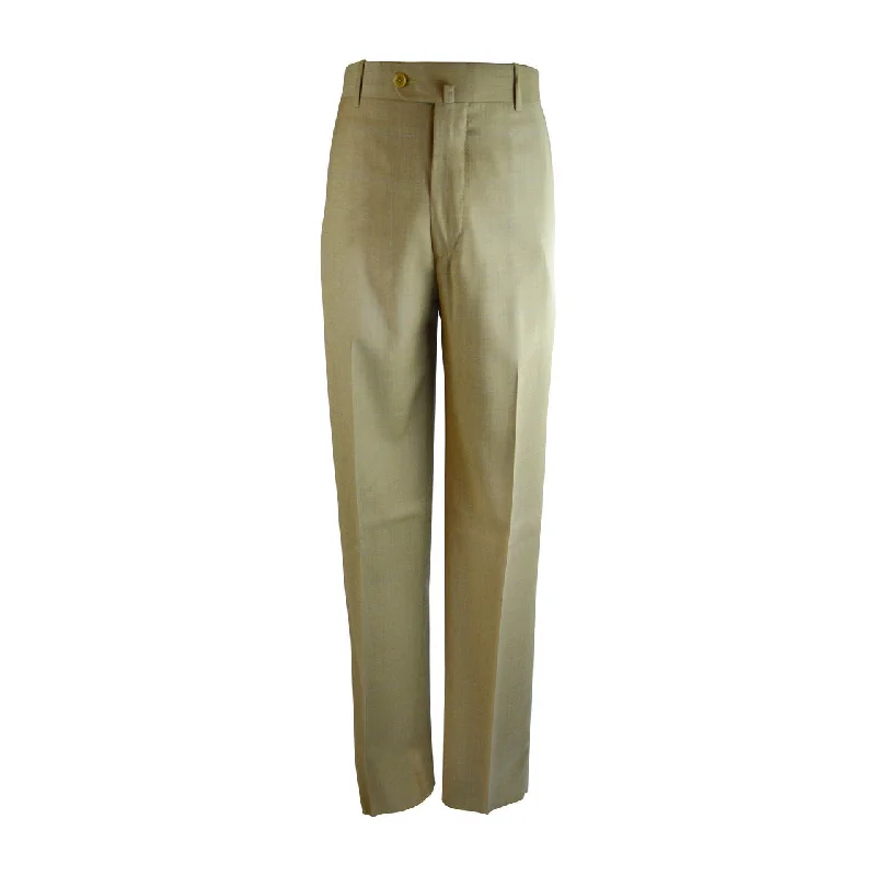 Hot Deal Laguna Flat Front Trouser - Gold Windowpane
