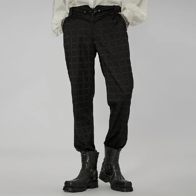 Men's Gothic Beaded Plaid Pants