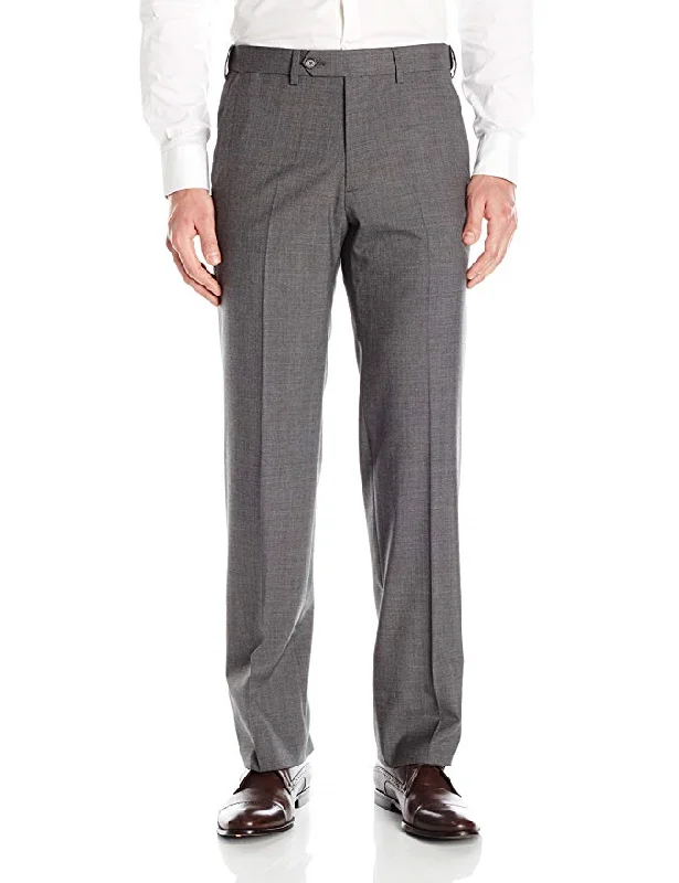 Instant Deal Palm Beach Wool/Poly Md Grey Flat Front Expander Pant Big and Tall