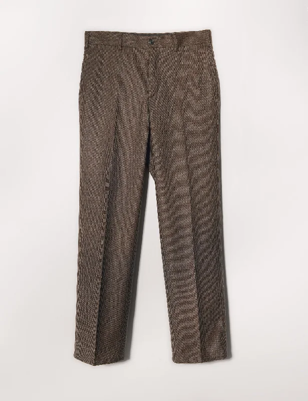 Sale Event BKT36 Straight Leg Trouser in Wool Grid Weave - Blackened Earth