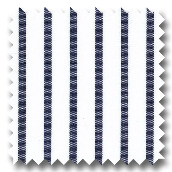 One-DAY Sale White with Navy Candy Stripe Broadcloth - Custom Dress Shirt