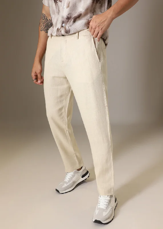 Major Savings Ecru Cream Linen Pant