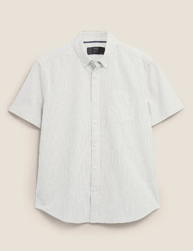 Grand Opening Sale Pure Cotton Striped Oxford Shirt