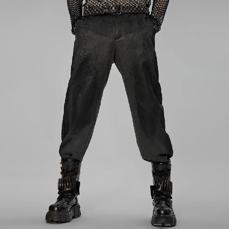 Men's Punk Distressed Straight Pants