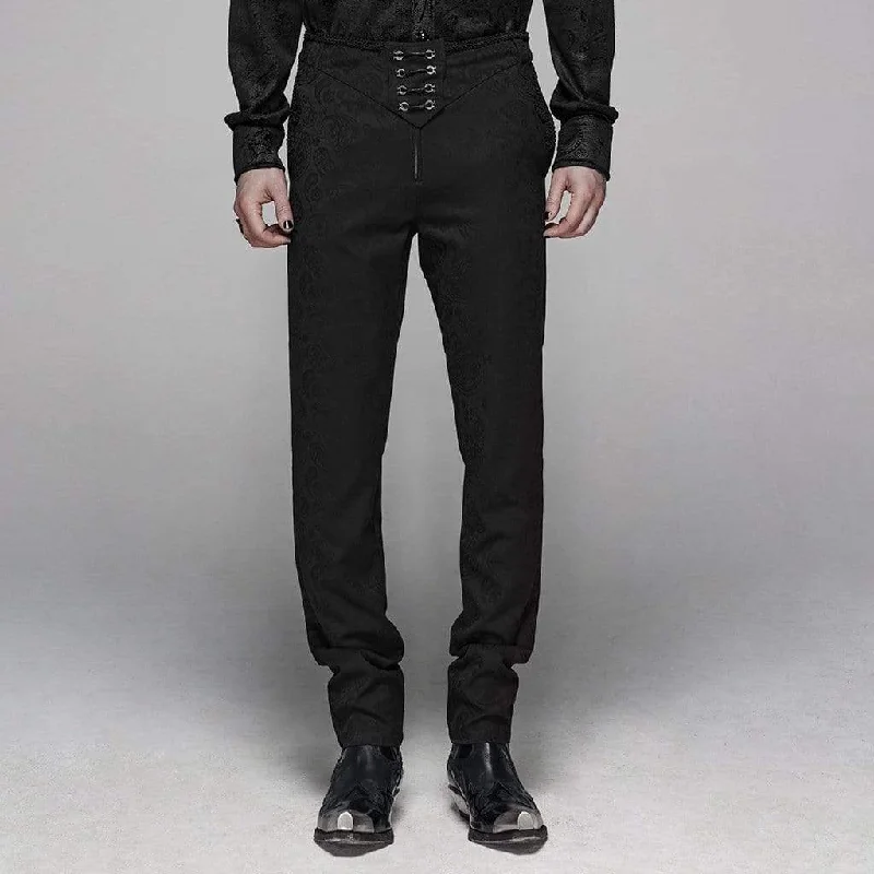 Men's Goth Front Zipper Jacquard Suit Pants