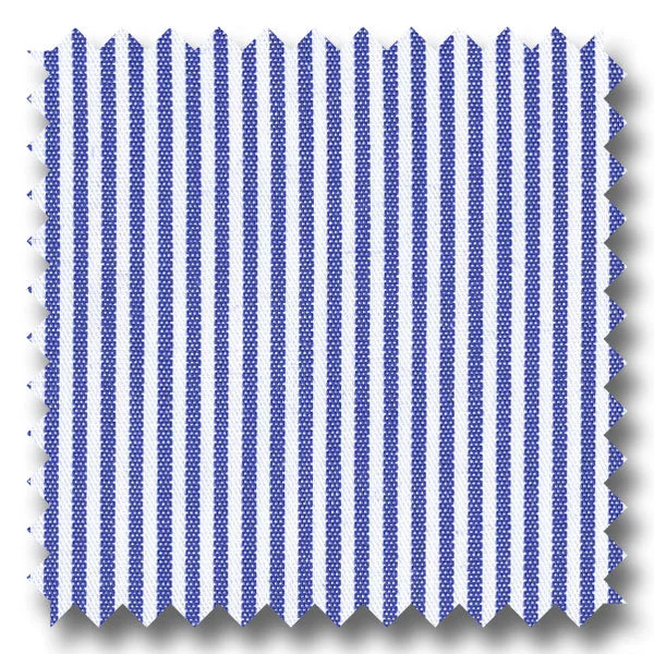 Mega Sale White with Medium Blue Bengal Stripe Pinpoint - Custom Dress Shirt