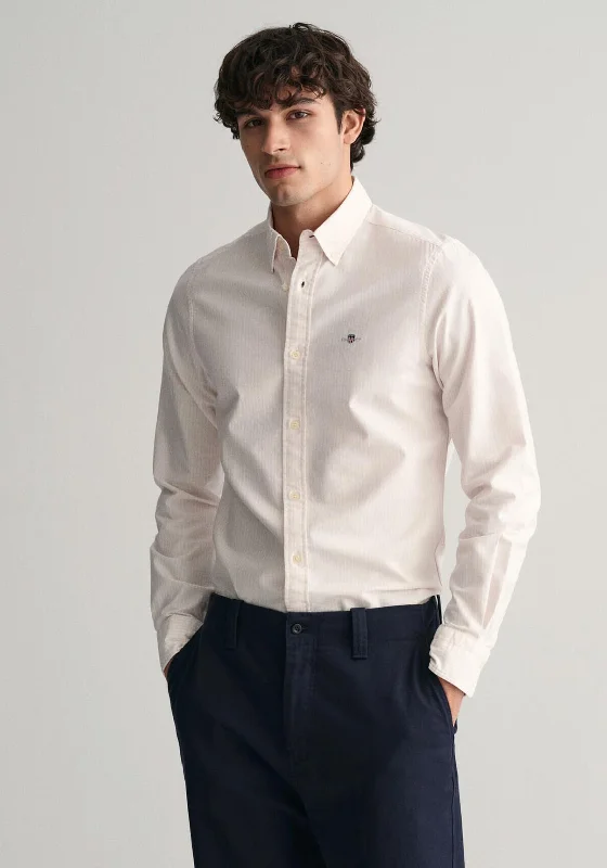 Anniversary Sale Gant Oxford Banker Stripe Shirt, Light Pink
