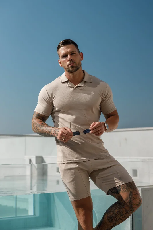 Price Reduction Father Sons Classic Beige Polo Shirt With Revere Collar - FSH1061