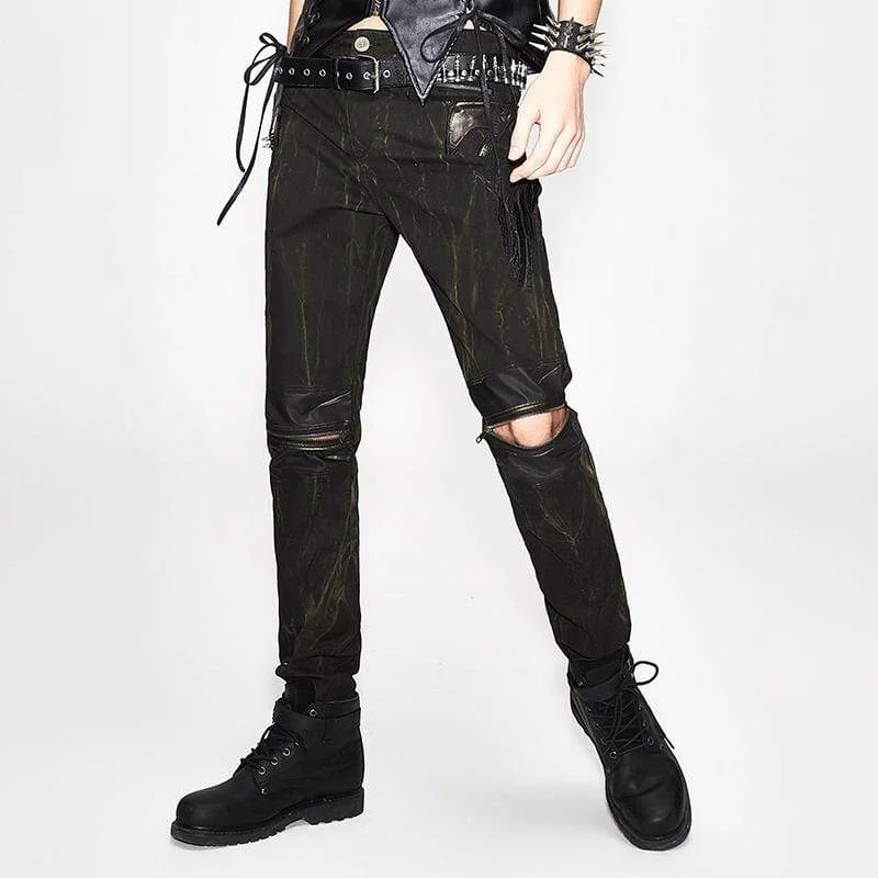 Men's Zipped Knee Punk Jeans