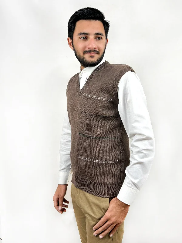 Mega Deal Brown Sleeveless Sweater for Men MSW53