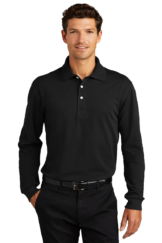 Price Drop Alert Port Authority Mens Rapid Dry Moisture Wicking Long Sleeve Polo Shirt - Black