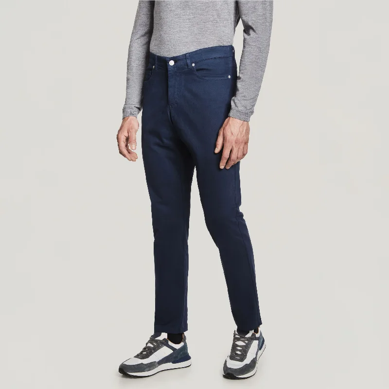 Blue Jackie Brushed Cotton Modern Fit Five Pocket Pants - Jack Victor