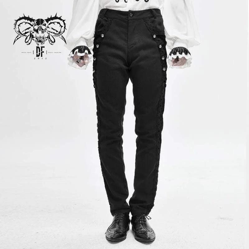 Men's Gothic Back Chain Jacquard Pocket Pants