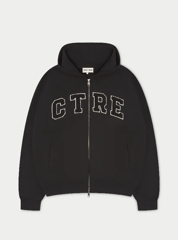 CTRE ZIP THROUGH HOODIE - BLACK