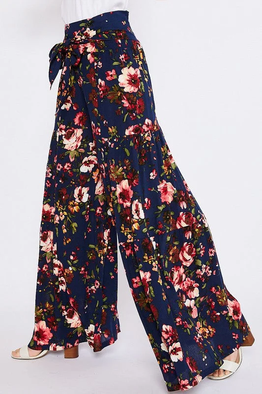 Jessica Floral Palazzo Pants - Navy