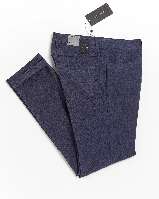 Weekend Bargains to Enjoy Blue 'Pipe' Regular Slim Fit Ceramica 5 Pocket Tech Dress Pants