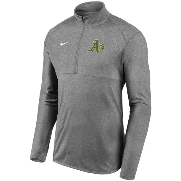 Clearance Items Oakland Athletics Nike Team Logo Element Performance Half-Zip Pullover Jacket - Gray