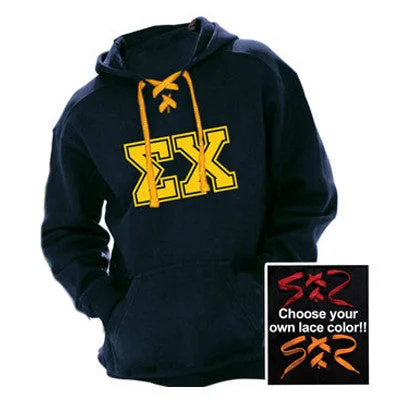 Fraternity Hockey Lace Hoodie, Printed Varsity Letters - J8830 - CAD